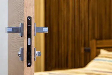 Mortice lock fitted in a wooden door